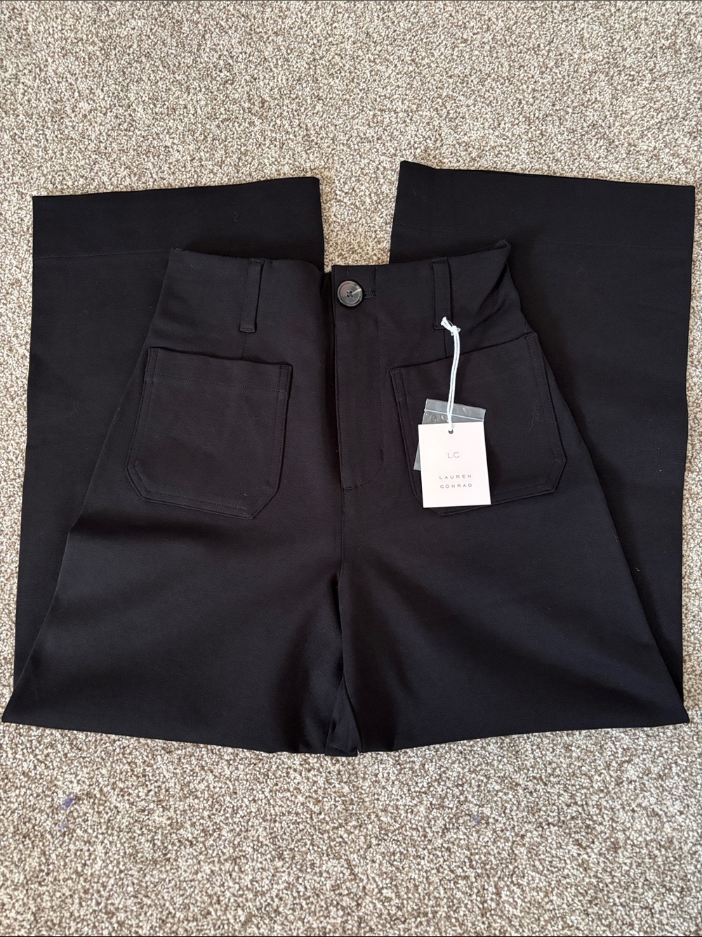 LC Lauren Conrad Black High-Rise Wide-Leg Pants with Patch Pockets